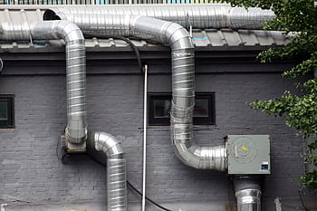 air vent, vents, building, curtain wall, exhaust, ventilation, pipe, wall, exterior, city, grey