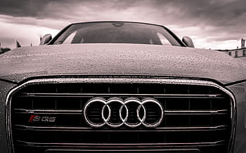 black audi car, photography, black, audi, rsq, grille, car, automotive, hood, raining, rain drops