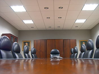 brown, wooden, meeting office table, chairs, set, inside, white, room, meeting, office, table