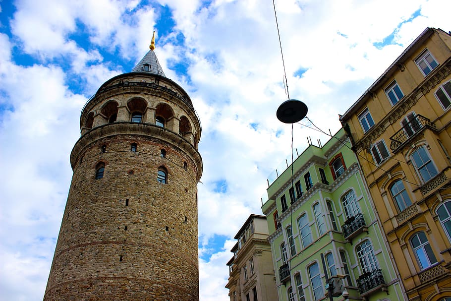 galata, tower, istanbul, turkey, blue, sky