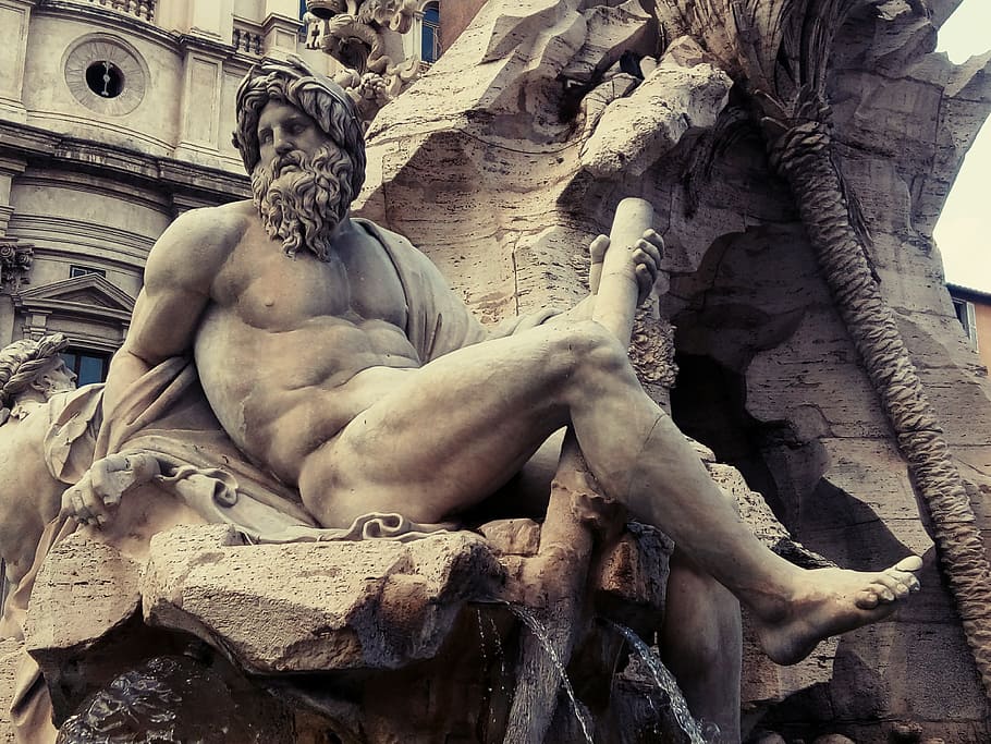 Piazza Navona, Fontana, Rome, navona square, fountain, statue, sculpture, monument, beauty, low angle view, renaissance