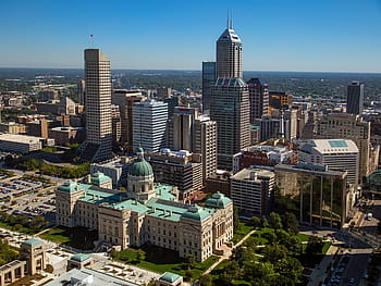 letecký, fotografie, beton, budov, během dne, indianapolis, indiana, město, městský, panoráma města, panoráma
