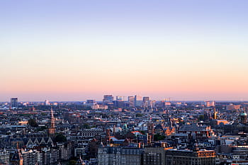 amsterdam, ville, l'horizon, Pays-Bas, Voyage, Hollande, paysage urbain, historique, Capitale, soir
