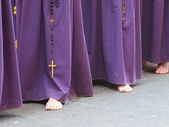 semana santa, murcia, nazarenos, část lidského těla, nízká sekce, stojící, nachový, lidé, dospělý
