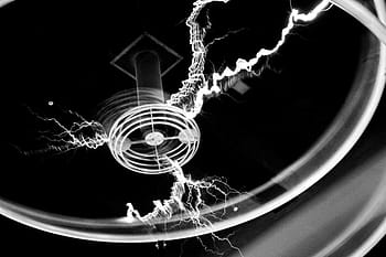 Electricity, Shock, Tesla, Coil, tesla, coil, black and white, black, white, abstract, shape, backgrounds
