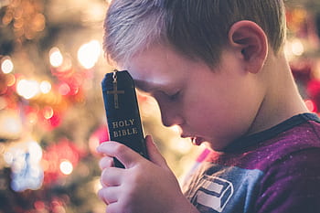 cross, holy, book, bible, reading, religious, hand, bokeh, kid, praying, child