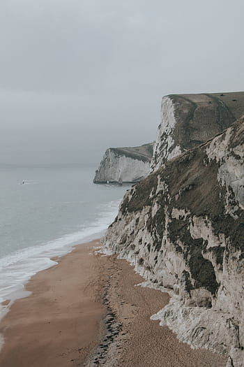 hvid, klipper, dover, overskyet, himmel, natur, landskab, bjerg, vand, ocean, hav