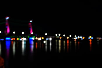 legeme, vand, bokeh lys, mørk, nat, lys, bokeh, rejse, eventyr, by-, belyst