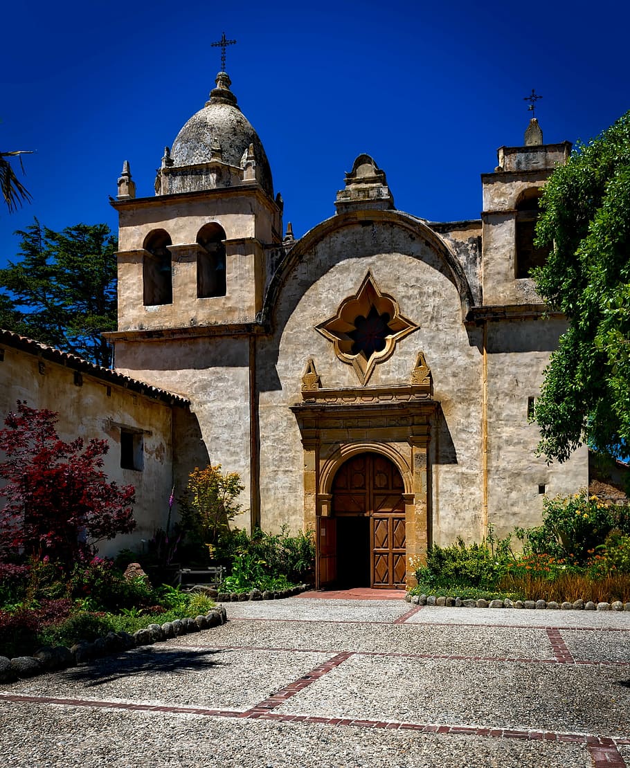misi carmel, california, katolik, arsitektur, iman, luar ruangan, bangunan, carlos, borromeo, tengara, carmel-by-the-sea