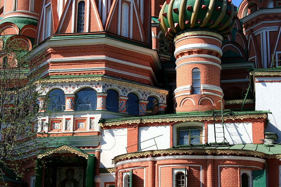 st basil's cathedral, multicolored, windows, decorative, cupola, terracotta walls, kremlin