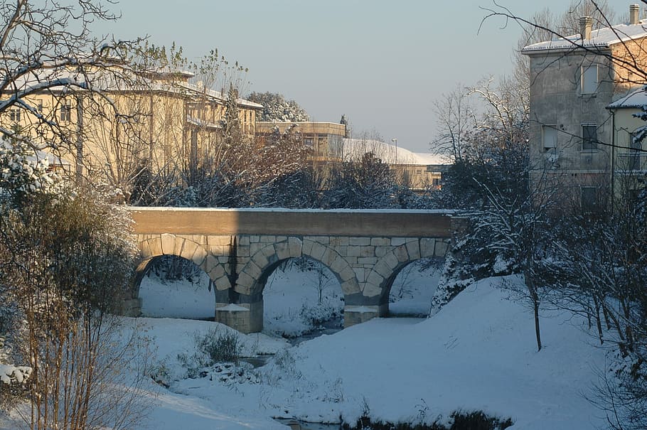 savignano, rubicon, sníh, savignano na rubicon, římský most, Dějiny, romagna, řeka rubicone, Itálie, románský most, starověké