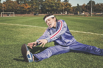 uomo, blu, tuta da ginnastica, esercizio, giorno, allungamento, gli sport, donna, atleta, fitness, sport