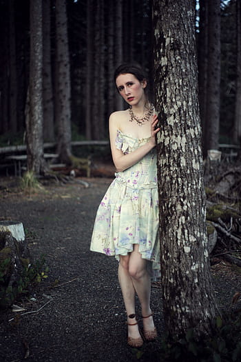 scared woman, dark, woods, dark forest, dusk, peering out, scared, portrait, woman, fear, female