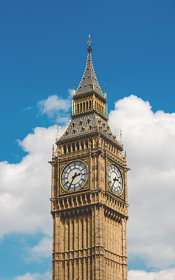 velký, Ben věž, během dne, hodiny, věž, bílý, modrý, zataženo, nebe, big ben, mraky