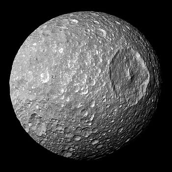 měsíc ilustrace, měsíc, Saturn, mimas, prostor, asteroid, meteor, kráter, povrch kráteru