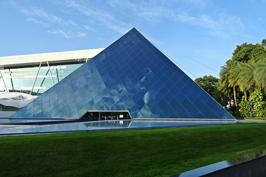 Bangunan, Arsitektur, Piramida, Modern, perusahaan, kontemporer, kantor, bisnis, eksterior, struktur, infosys