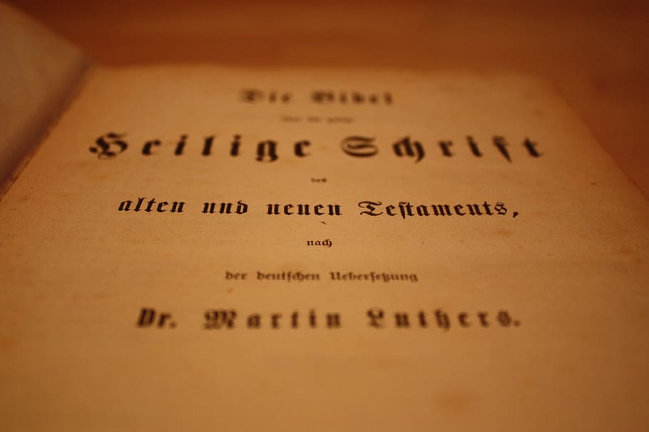 bible, luther, rezervovat, starý, vo, staré knihy, knih, zavřít, páteř, historicky, antický