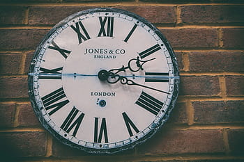 verblasste, Retro-Stil Uhr, Backsteinmauer Hintergrund, Bild, Retro-Stil, Uhr, Ziegelwand, Hintergrund, verschiedene, Backstein, Wand