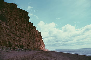 natur, landskab, klint, klipper, sand, kyst, strand, vand, ocean, hav, himmel