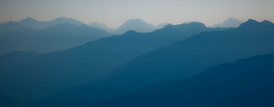 silhouette of mountain, silhouette, mountain, mountains, peaks, landscape, nature, panorama, mist, fog, cascades