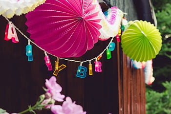 close-up photo, backdrop balloons, string lights, happy, birthday, wall, decors, party, decoration, art, lights