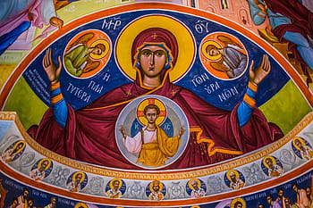 religious art, virgin mary, jesus christ, art, religion, iconography, byzantine style, church, orthodox, christianity, cyprus