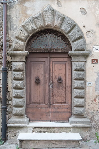 hnědý, dřevěný, vedle sebe, dveře, Zavřeno, během dne, vstup, dřevo, vchod do domu, přední dveře, vstupní rozsah
