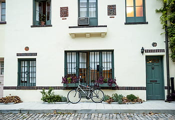 architecture, building,house, facade, door, window, wall, outside, bike, bicycle