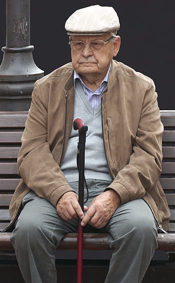 남자, 보유, 검은, 빨간, 지팡이, 할아버지, 연금 수령자, 노인, 연장자, 캡, 안경