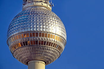 gray steel tower, tv tower, berlin, alexanderplatz, places of interest, landmark, ball, shiny, building materials, steel, reinforced concrete