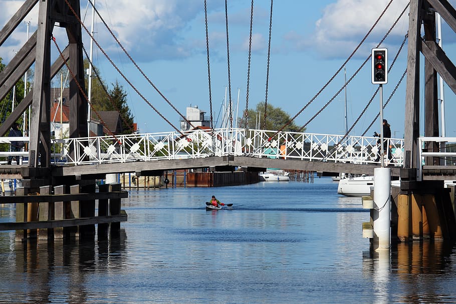 greifswald wieck, ryck, port, wieck, fishing village, port city, sailing boat, old bridge, boats, ship, sailing vessel