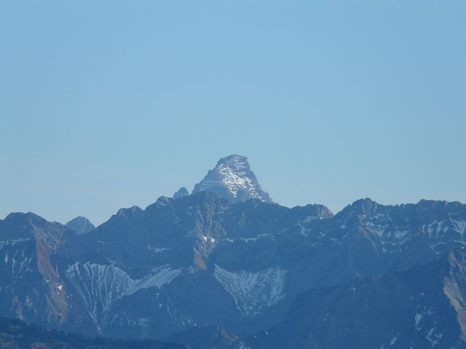 hory, panoráma, hochvogel, allgäu alpy, Německo, vysokohorský, vzdálený pohled, horské počasí, fén, krajina, Příroda