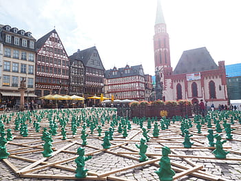 frankfurt, center, ostzeile of the römerberg, old nikolai church, frankfurt am main germany, landmark, centre city centre, fountain of justice, the fountain of justice, fountain, römerberg