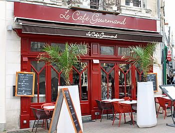le, kavárna gurmán obchod, café gourmande, francouzština, kavárna, bistro, Francie, Červené, Jídelní lístek, restaurace, pouliční kavárna