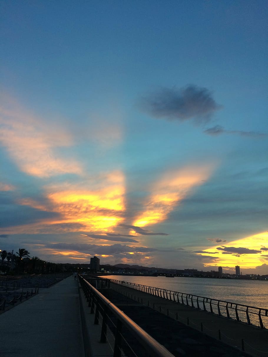 typhoon, autumn, dramatic, sunset, yokosuka, japan