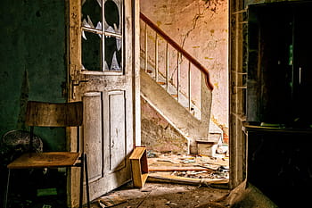 open, door, white, stair, lost places, abandoned place, home, room, space, old house, old