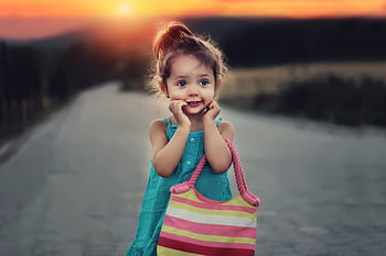 Borsa, tramonto, bambino, persone, bambini, famiglia, ragazza, ragazzo, estate, all'aperto, carina