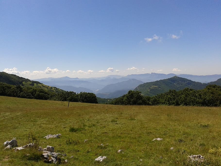 pre, mountains, vercors, vercors mountains, grass, sky, mountain, nature, landscape, meadow, summer
