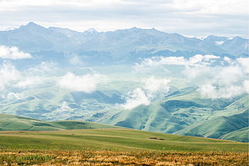 grüne Berge, Grün, Hügel, Wolken, Landschaft, Berge, Täler, Felder, Natur, Himmel, ländlich