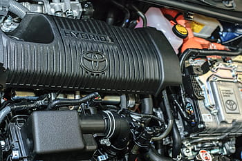 zwart, grijs, hybride, motorruimte, hybride auto, toyota, motor, technologie, elektrisch, auto, de wagen