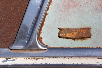 antický, rez, auto, chevy, odznak, symbol, chrom, textura, automobilového průmyslu, automobil, vinobraní