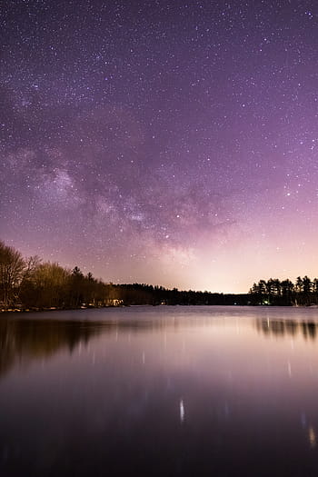星、 星座、 水、 木、 自然、 反射、 岸、 風景、 宇宙、 湖、 銀河