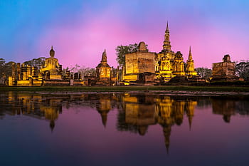 fotografie, mešita, svítání, phra nakhon si ayutthaya, starověké, architektura, umění, Asie, Bangkoku, pěkný, krása