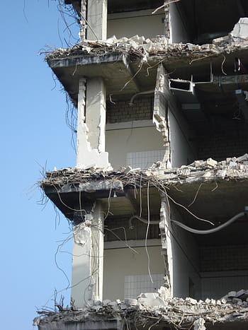 bílý, vrak stavební fotografie, přijata, během dne, demolice, mrakodrap, zbourán, zlomený, zničeny, pád, místě