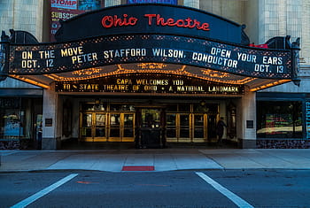 ohio theatre, daytime, columbus, ohio, theater, marquee, front, entrance, downtown, city, urban