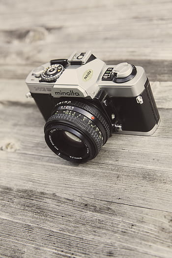 kamera minolta, minolta, Fotoaparát, dřevěný, povrch, technologie, fotoaparát - fotografické vybavení, zařízení, fotografická témata, objektiv - optický přístroj, jeden objekt