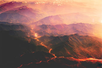 landscape photography, mountains, top, view, lava, mountain, volcanoes, magma, hills, hot, sunset