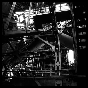 grayscale photo, construct, building, pipes, factory, industry, industrial park, duisburg, black and white, ruhr area, blast furnace