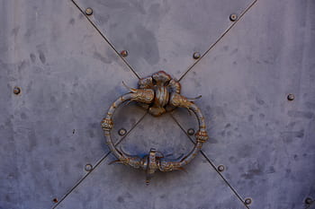 metal, door, handle, ancient, vintage, gold, detail, knock, ornate, lock, house