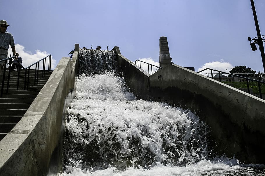 hydraulic, jump, dayton, ohio, Riverscape, hydraulic jump, jump in, Dayton, Ohio, public domain, United States, water